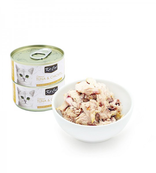 Kit Cat Lata Pollo y Atún para Gatos y Gatitos 80g.