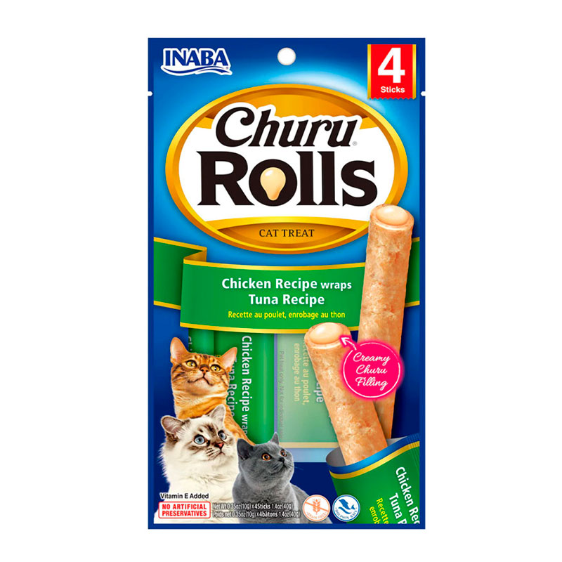 Churu Rolls Pollo y Atún Barritas Naturales para Gatos
