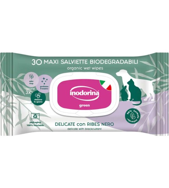 nodorina Green Toallitas Biodegradables Delicate con Grosella Negra – 30 unidades