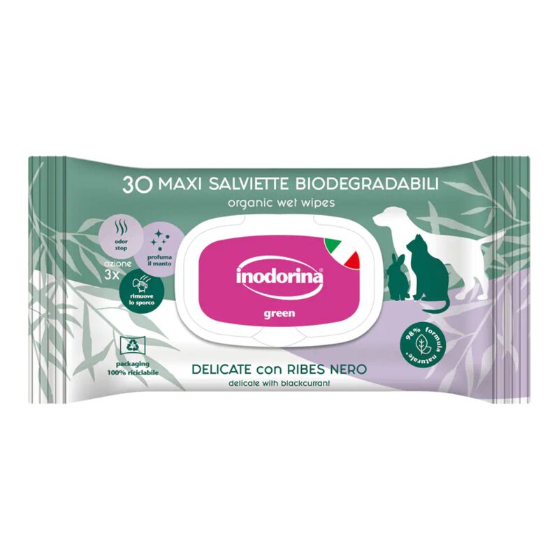 nodorina Green Toallitas Biodegradables Delicate con Grosella Negra – 30 unidades