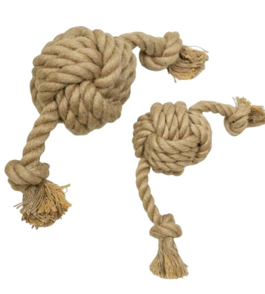 Pull & Tug - Pelota de Yute Natural con Doble Cuerda