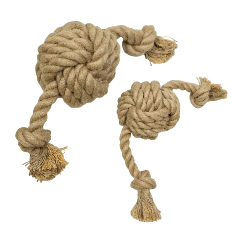 Pull & Tug - Pelota de Yute Natural con Doble Cuerda