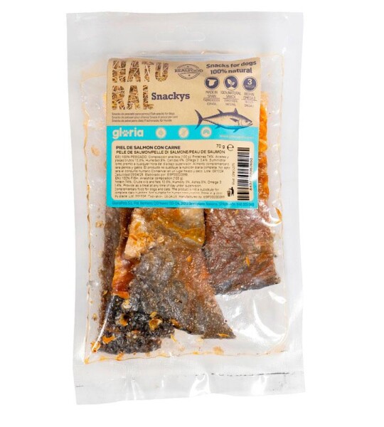 Gloria Snack Piel de Salmón con Carne para Perros y Gatos 70g