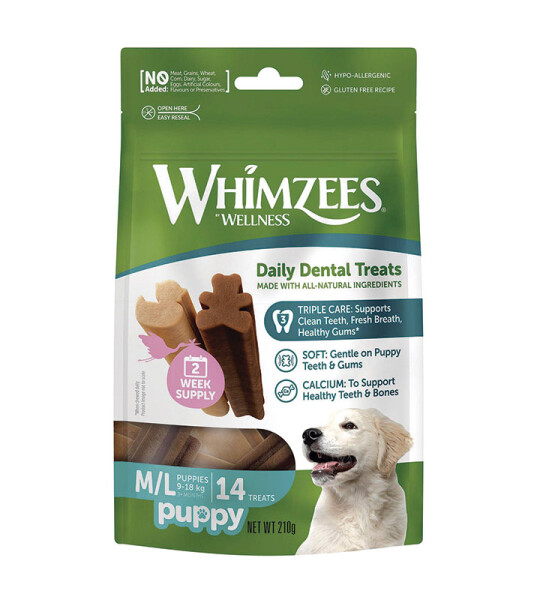 Whimzees Cachorros M/L Snack Dental Natural 14 piezas