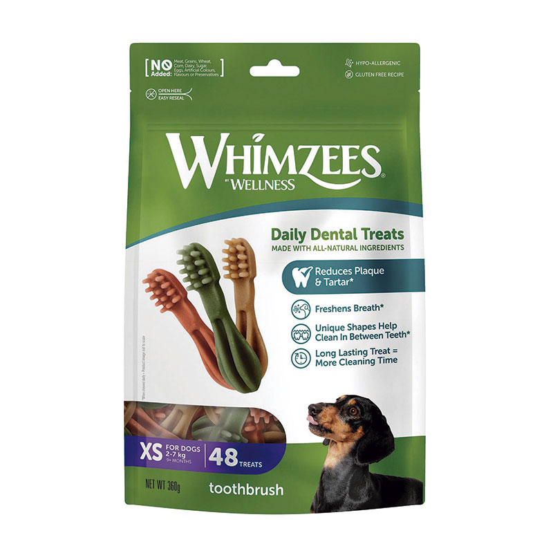 Whimzees Cepillo de Dientes XS Snack Dental Natural 48 piezas