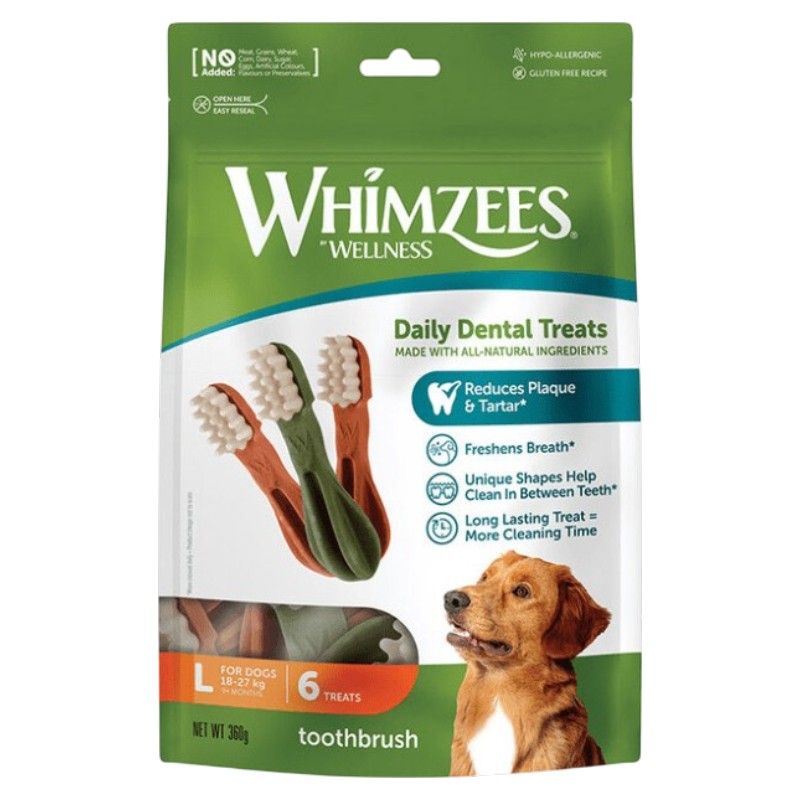 Whimzees Cepillo de Dientes L Snack Dental 6 piezas