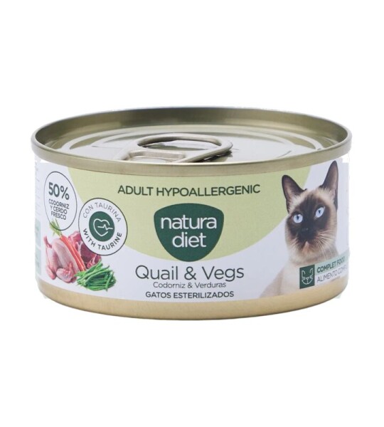 Natura Diet Cat Paté Adult Hypoallergenic Quail & Vegs 85 g