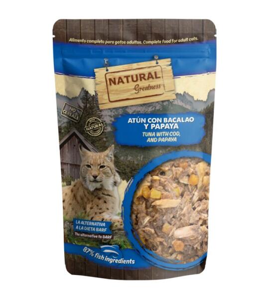 Natural Greatness Supreme Atún con Bacalao y Papaya para Gatos 70 g