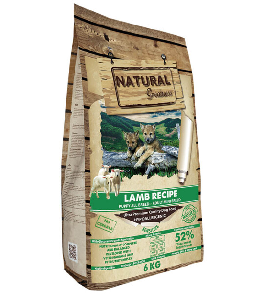 Natural Greatness Lamb Recipe (Cordero) para Cachorros y Adultos Mini