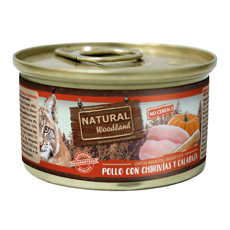 Natural Woodland Pollo con Chirivías y Calabaza Gatos 85g