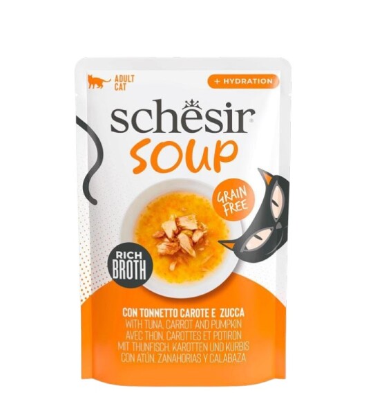 Schesir Sopa para Gatos de Atún, Zanahorias y Calabaza (40g)