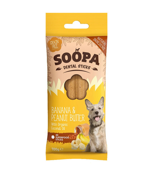 Soopa Barritas Dentales Plátano y Mantequilla de Cacahuete