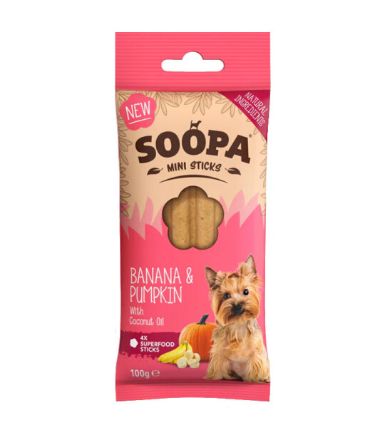 Soopa Barritas Dentales Mini de Plátano y Calabaza
