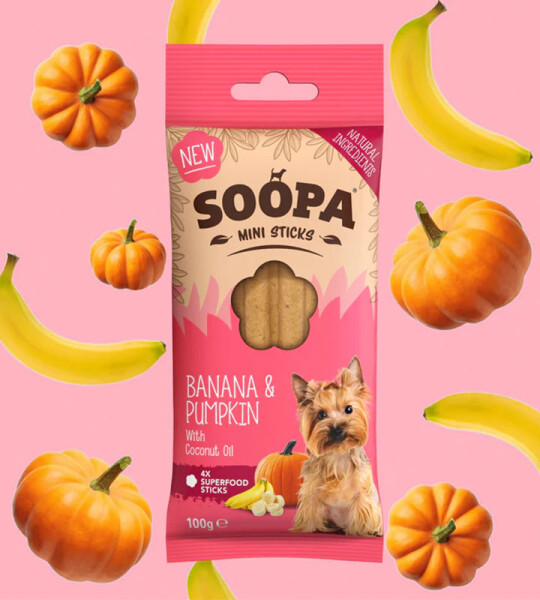 Soopa Barritas Dentales Mini de Plátano y Calabaza