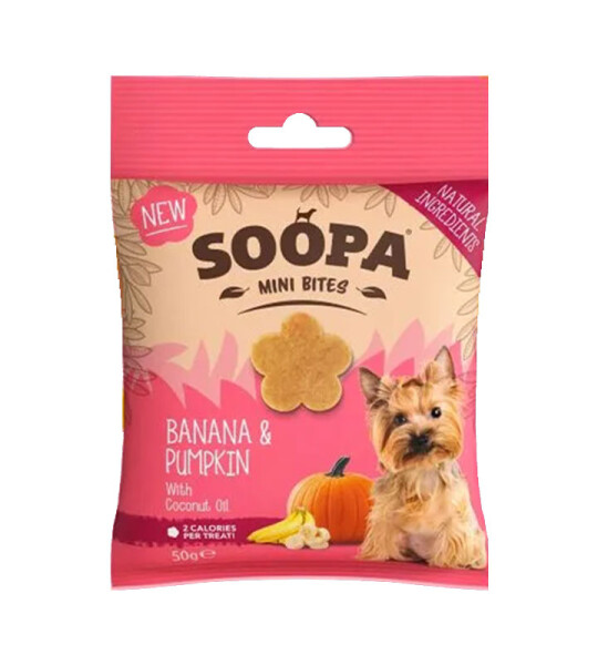 Soopa Bocaditos Dentales Mini de Plátano y Calabaza