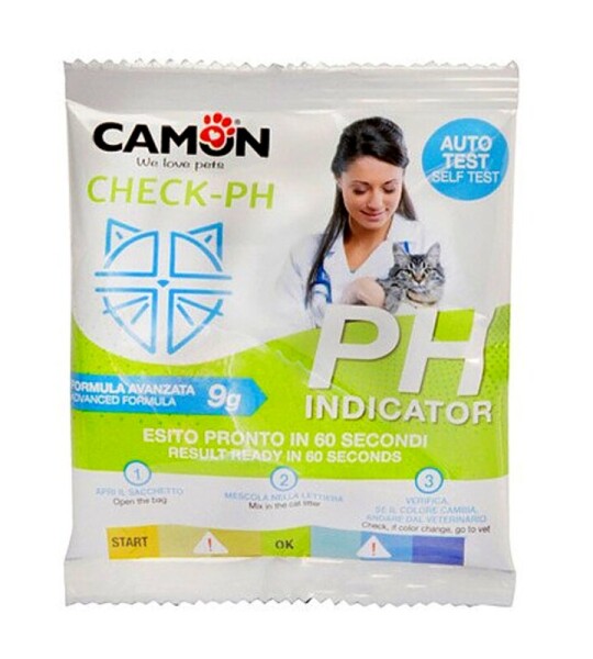 Camon Check‑Ph – Test de pH urinario para gatos – 1 sobre de 9 g
