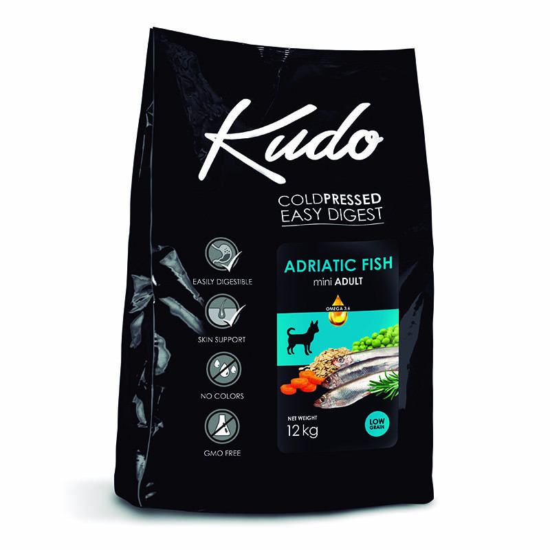 Kudo Low Grain Adulto Pescado del Mar Adriático Pienso Natural Prensado en Frío