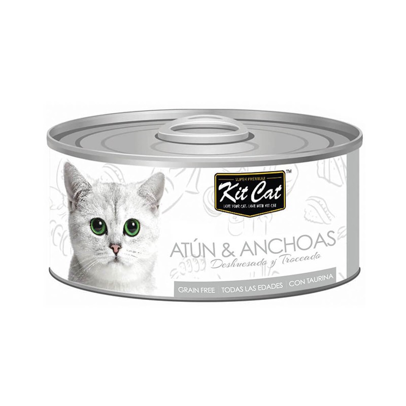 Kit Cat Lata Atún y Anchoas para Gatos y Gatitos 80g.