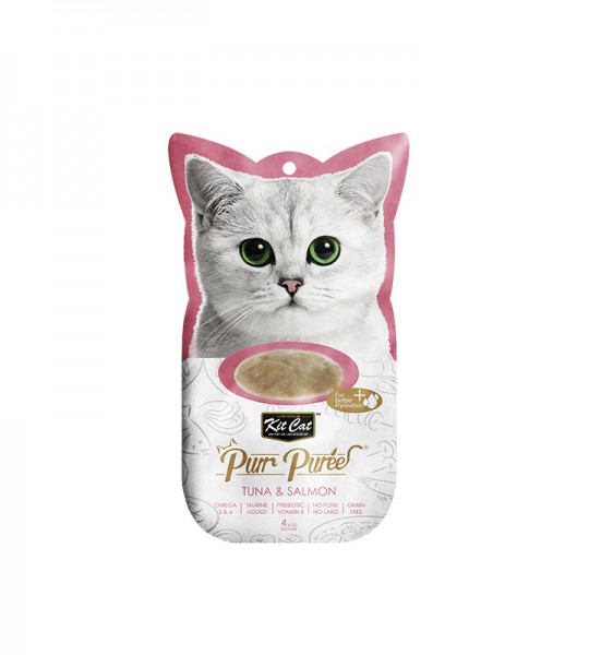 Kit Cat PurrPuree Atún y Salmón 4 x 15g.